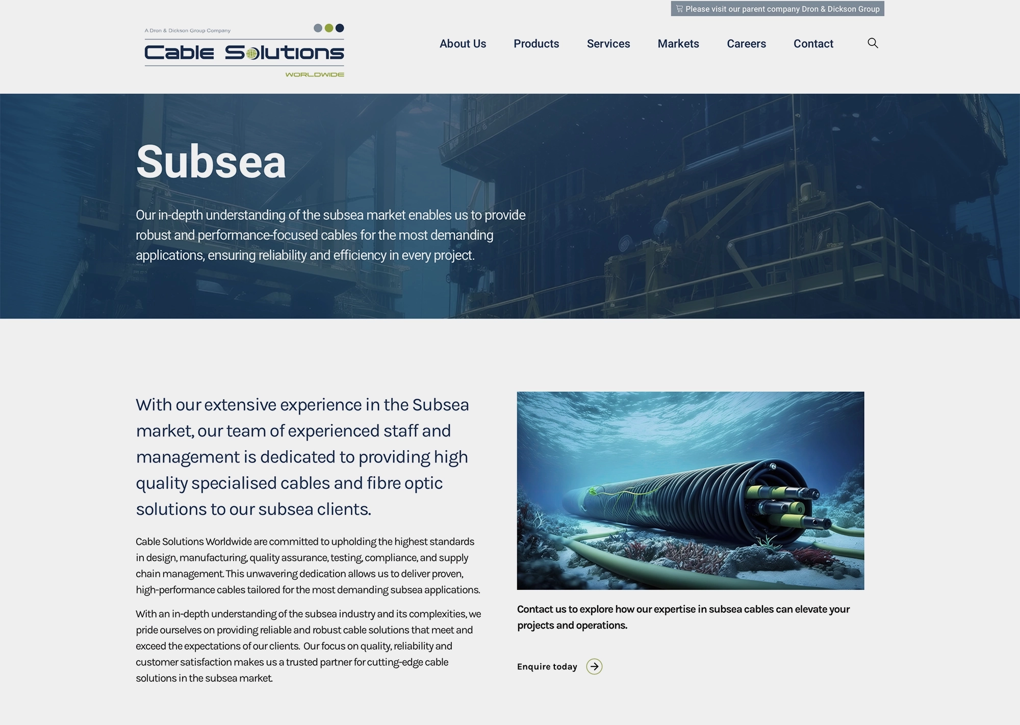 web page design for subsea markets