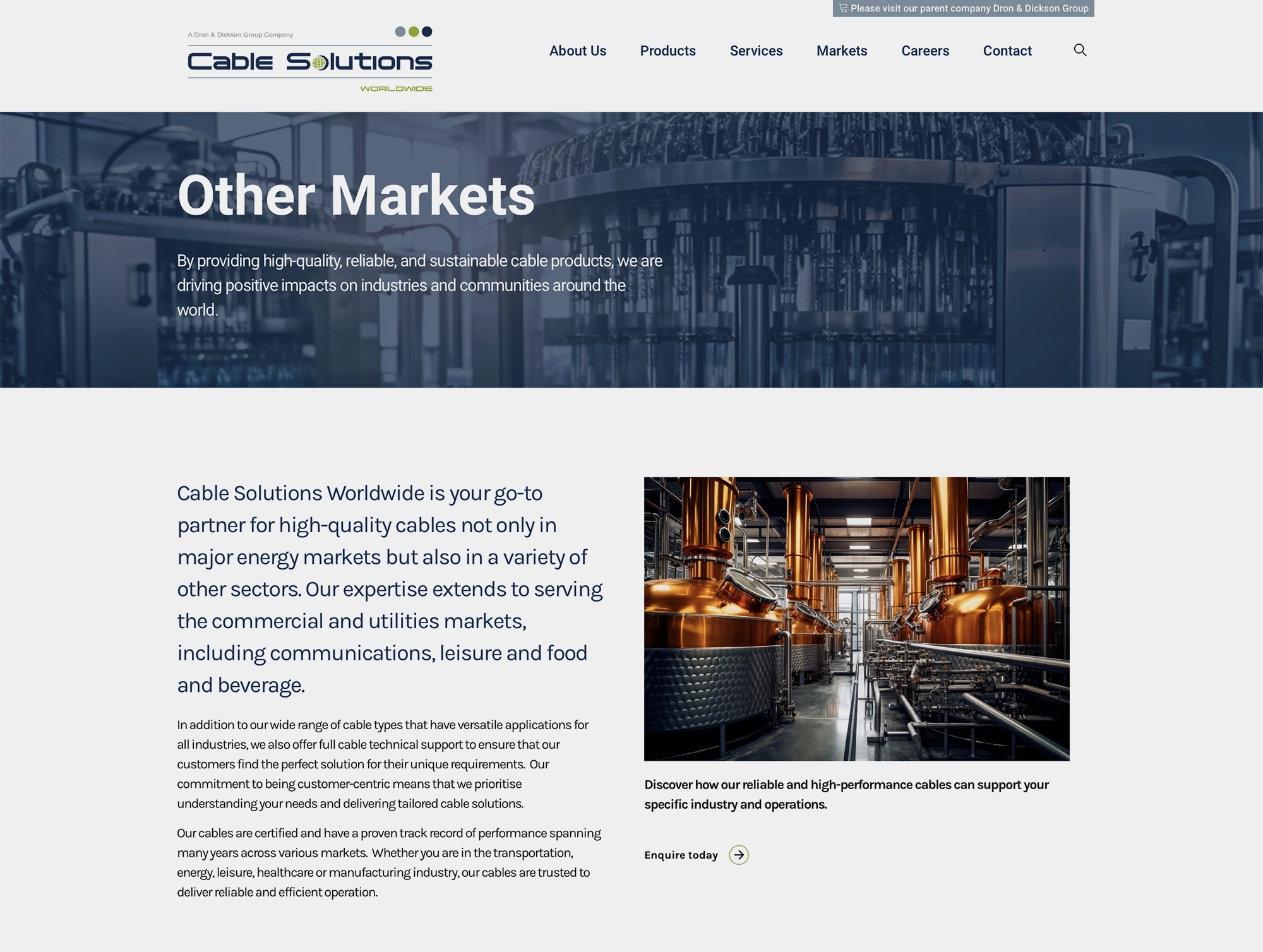 Web page design for Other Markets